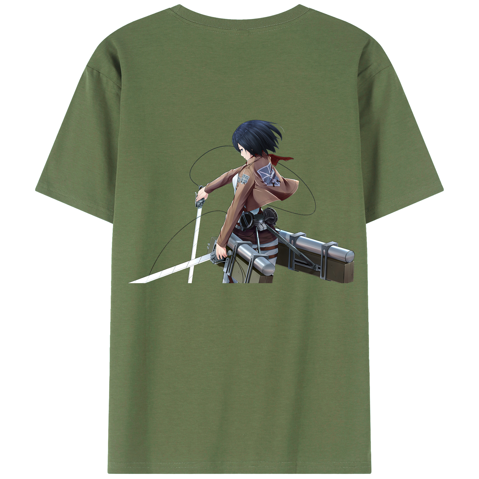 （画像用） 進撃の巨人 ミカサ·アッカーマン Attack on Titan Mikasa Ackerman 綿100％ メンズ半袖Tシャツ（バックプリント） 通気性